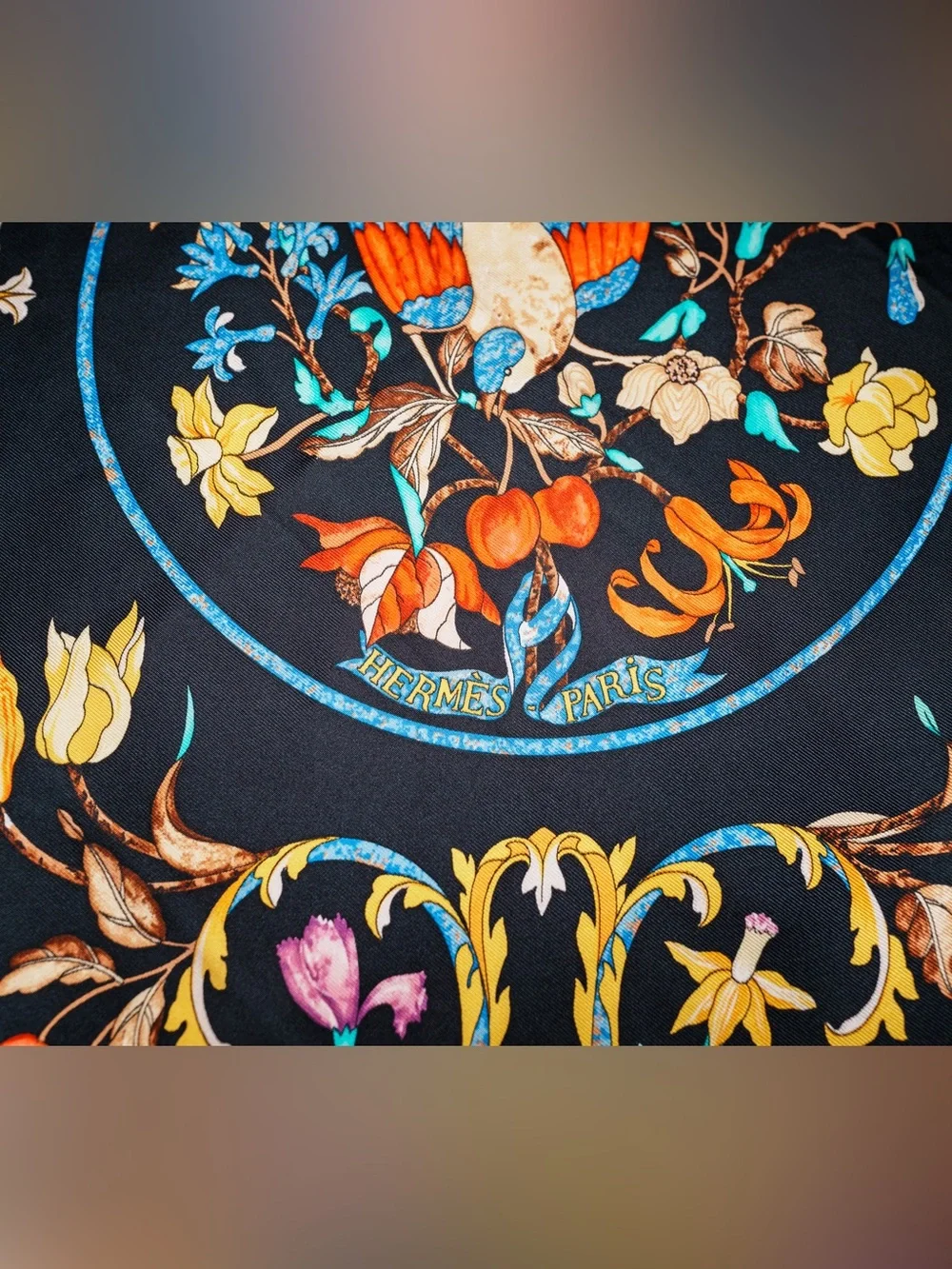 Hermès Pierres d'Orient et d'Occident Silk Twill Scarf Carré 90 Teal Multicolor